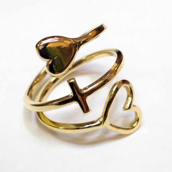 ANILLO DOBLE CORAZON ORO 18K