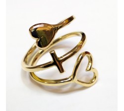 ANILLO DOBLE CORAZON ORO 18K