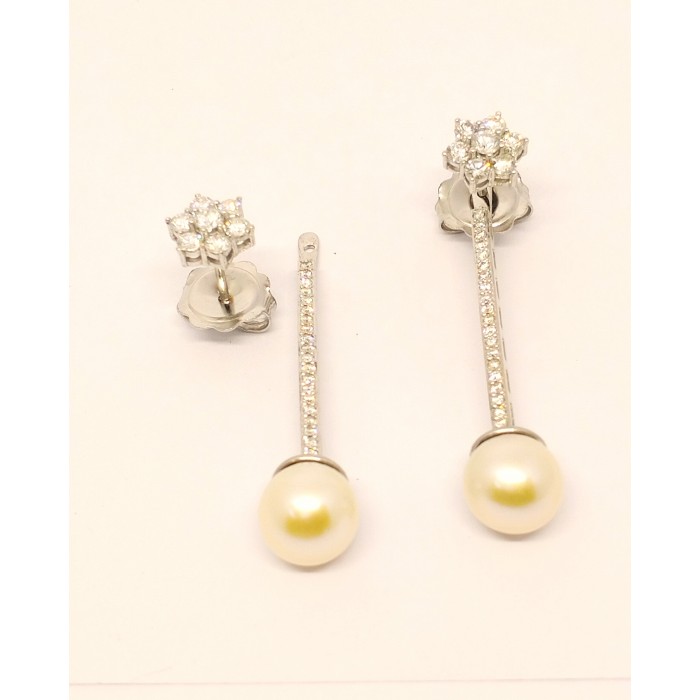 PENDIENTES NOVIA ORO BLANCO 18K DESMONTABLES