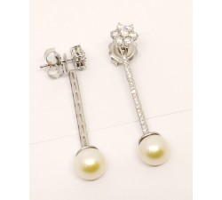 PENDIENTES NOVIA ORO BLANCO 18K DESMONTABLES